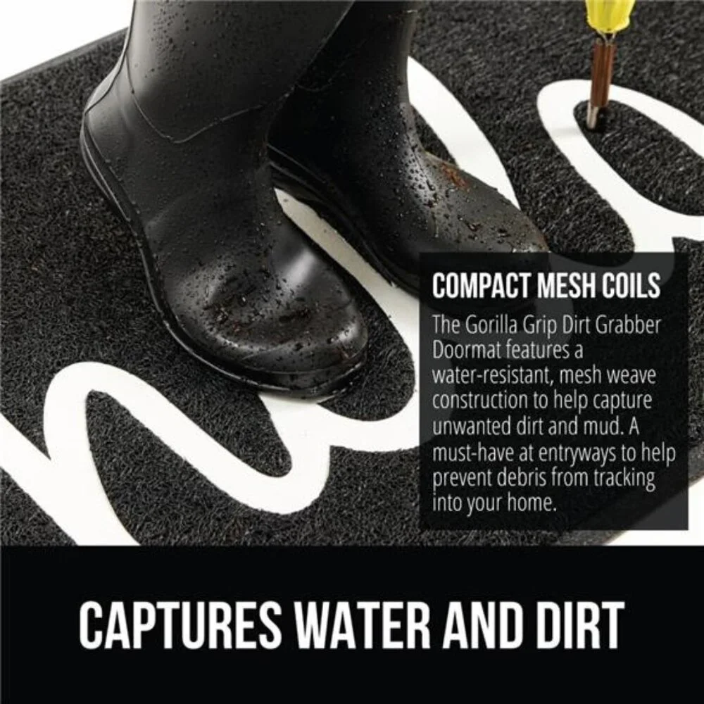 100% WaterResistant All Weather Hello Door Mat,Dirt Grabber Mesh Welcome Doormat
